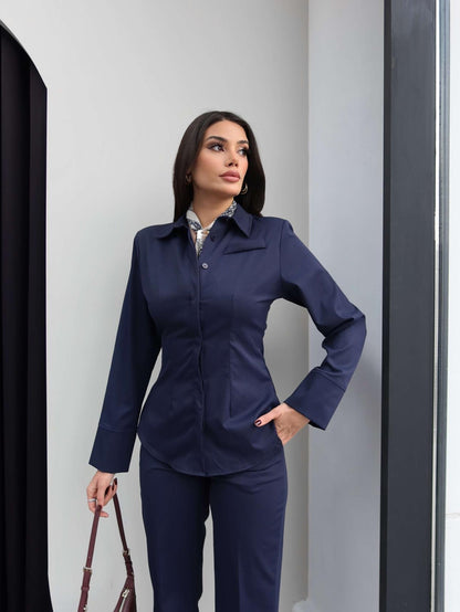 shirt with pleats bootcut trouser co-ord set