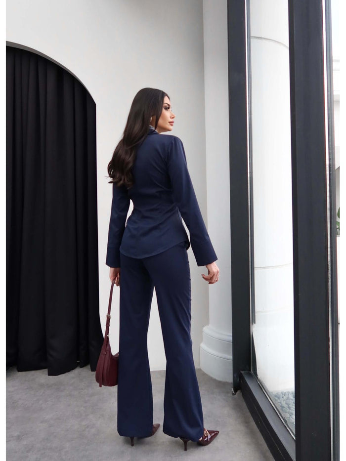 shirt with pleats bootcut trouser co-ord set