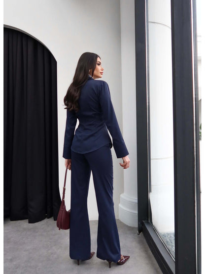 shirt with pleats bootcut trouser co-ord set