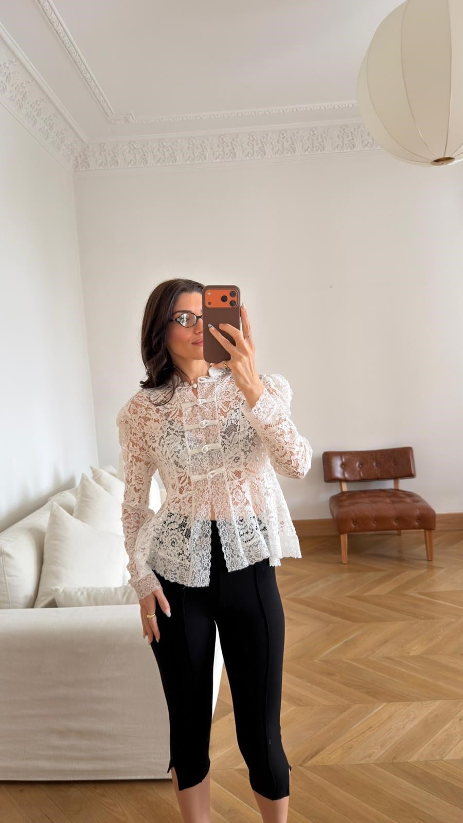 Zra model lace shirt