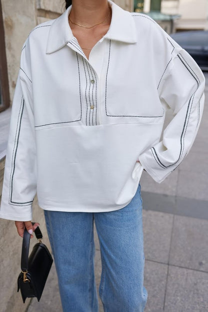 Premium quality cotton shirt blouse with stitch details