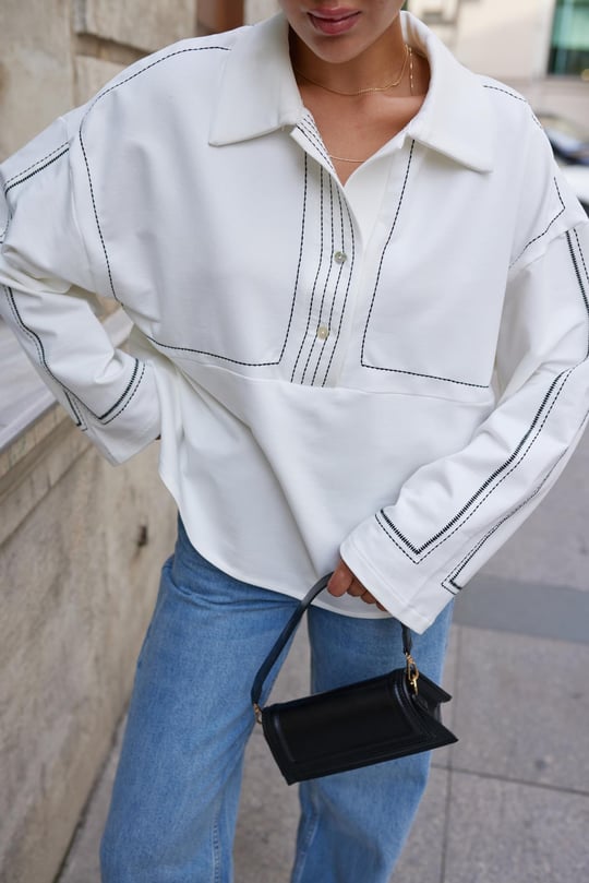Premium quality cotton shirt blouse with stitch details