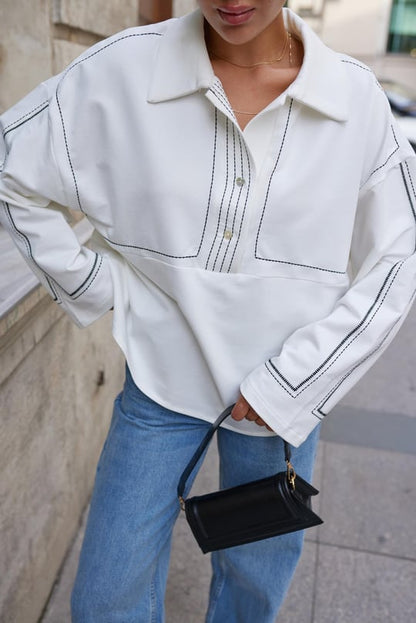 Premium quality cotton shirt blouse with stitch details