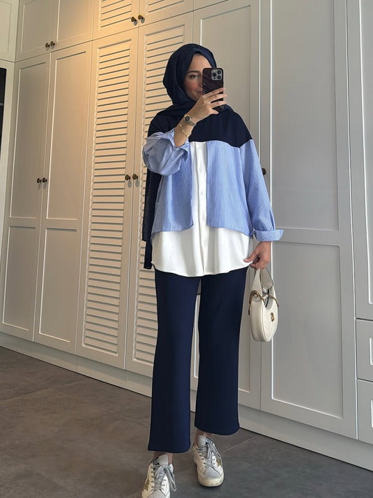 Modal cotton tracksuit with shirt details