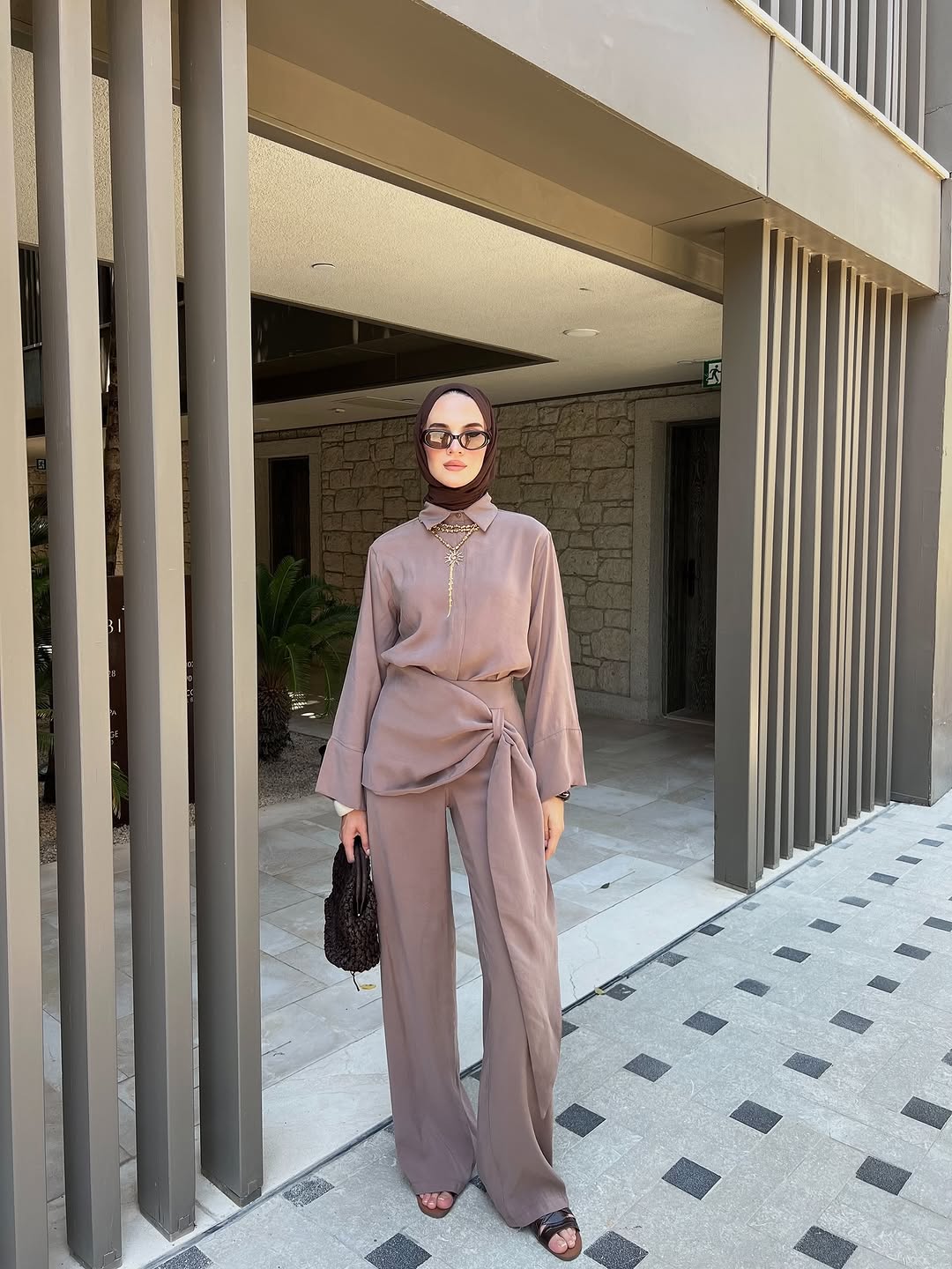 wide sleeve shirt, trouser with tied detail co-ord set