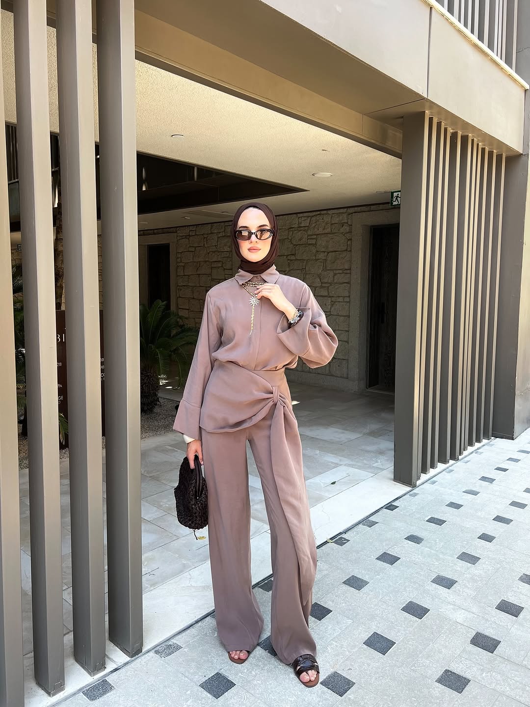 wide sleeve shirt, trouser with tied detail co-ord set