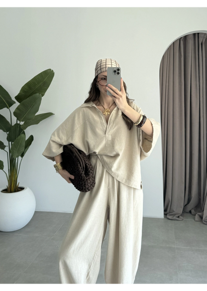 Oysho model linen co-ord set