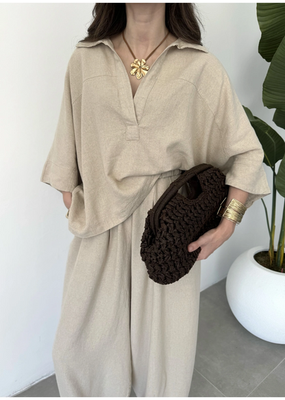 Oysho model linen co-ord set