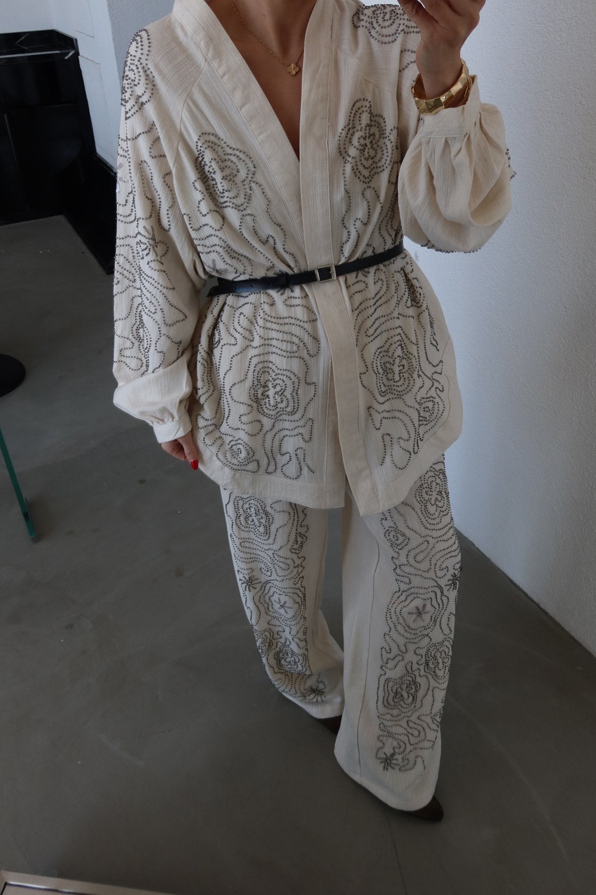 Studded kimono co-ord set