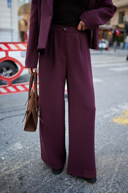Cropped blazer, wide leg trouser suit