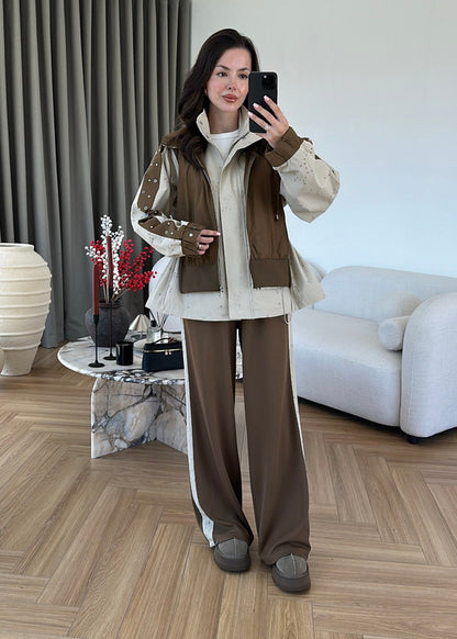Embroidered Detail Design Set - camel
