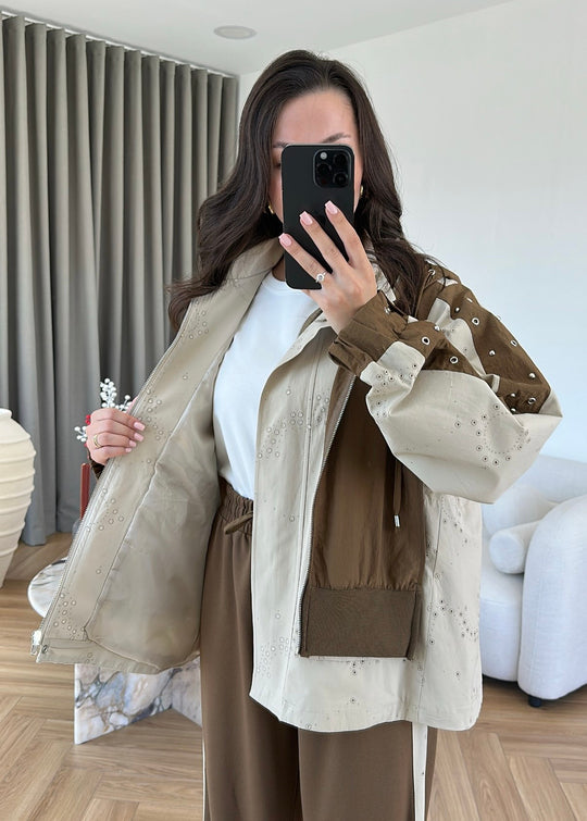 Embroidered Detail Design Set - camel