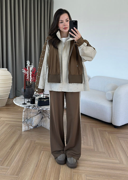 Embroidered Detail Design Set - camel