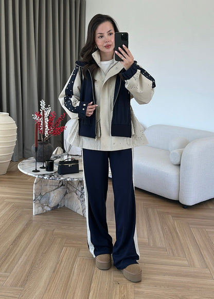 Embroidered Detail Design Set - navy blue