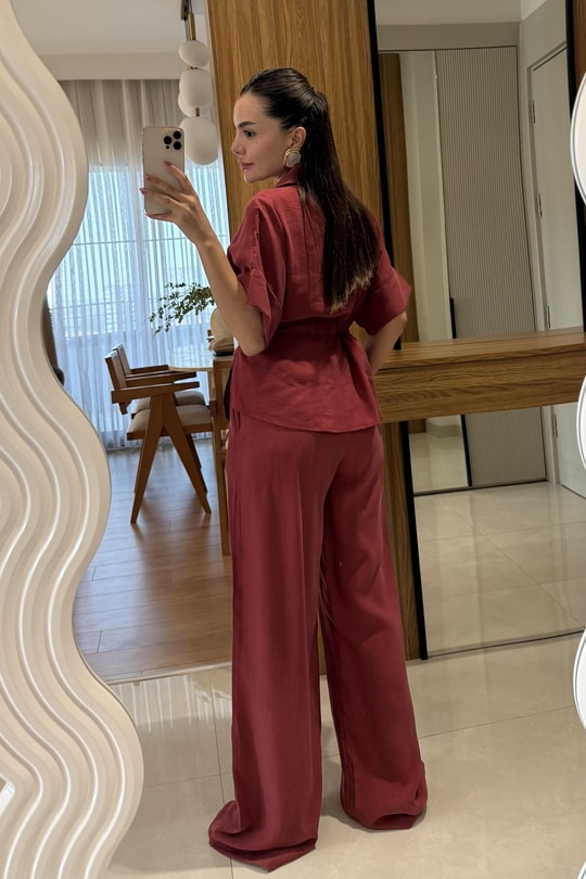 Gold zipper short sleeve tencel co-ord set