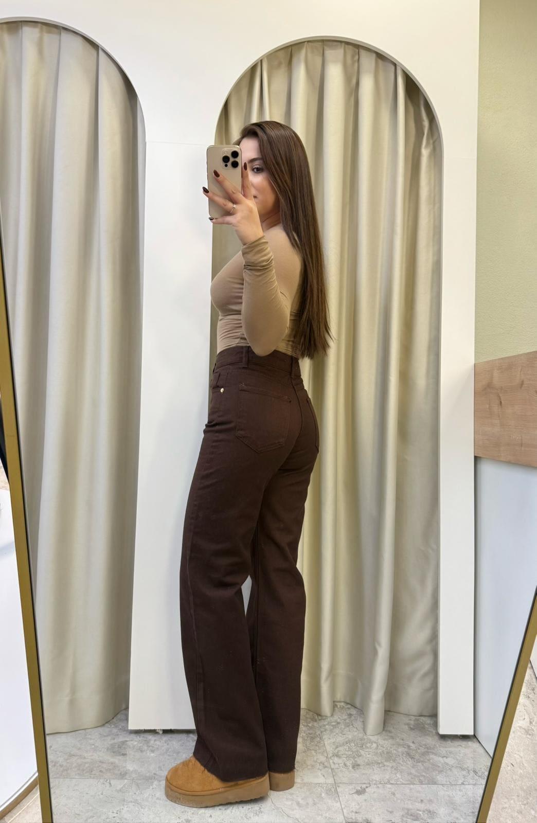 Zara brown wide leg jeans