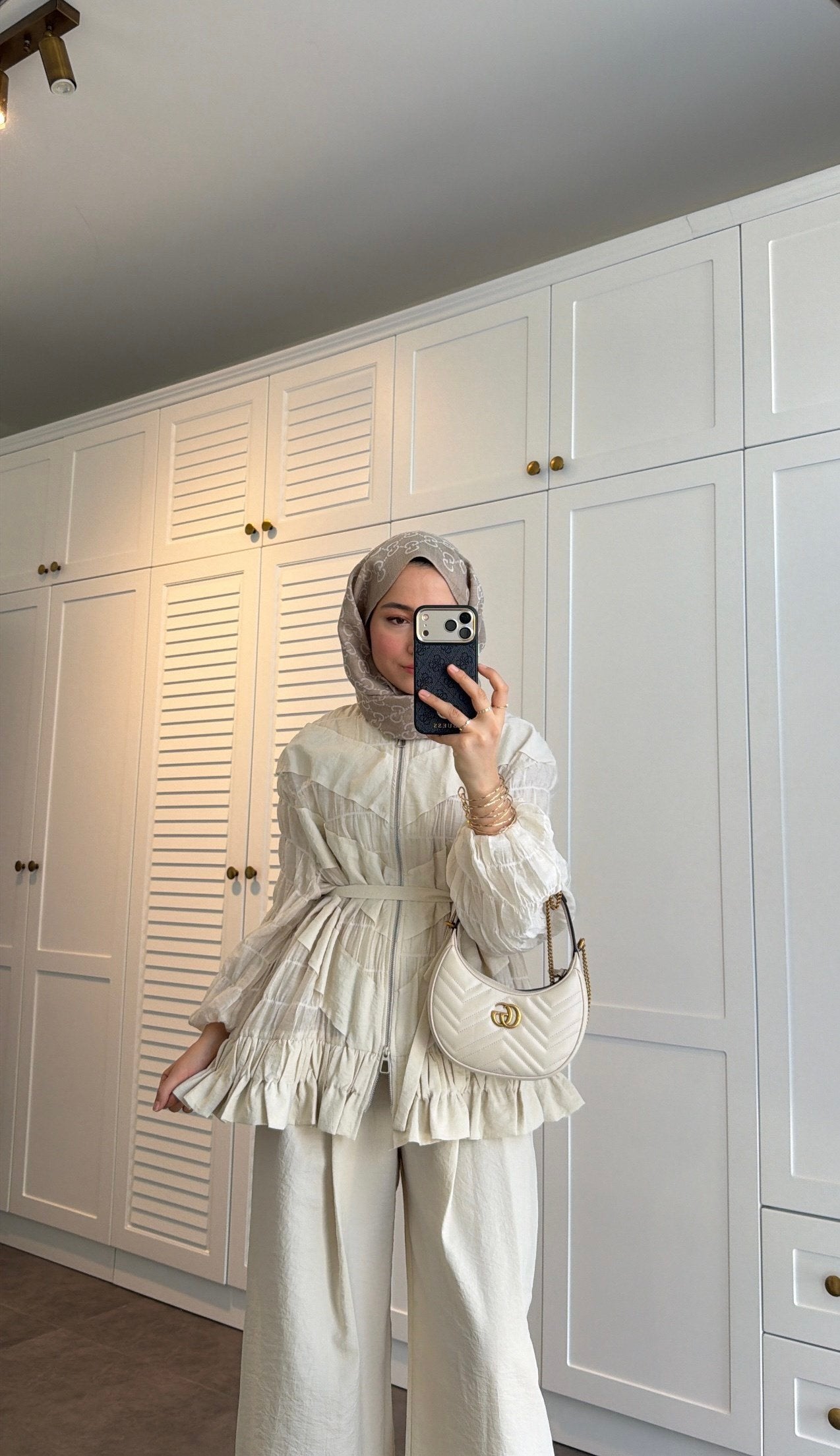 belted zipper crinkle jacket ,waistband wide leg trouser co-ord set