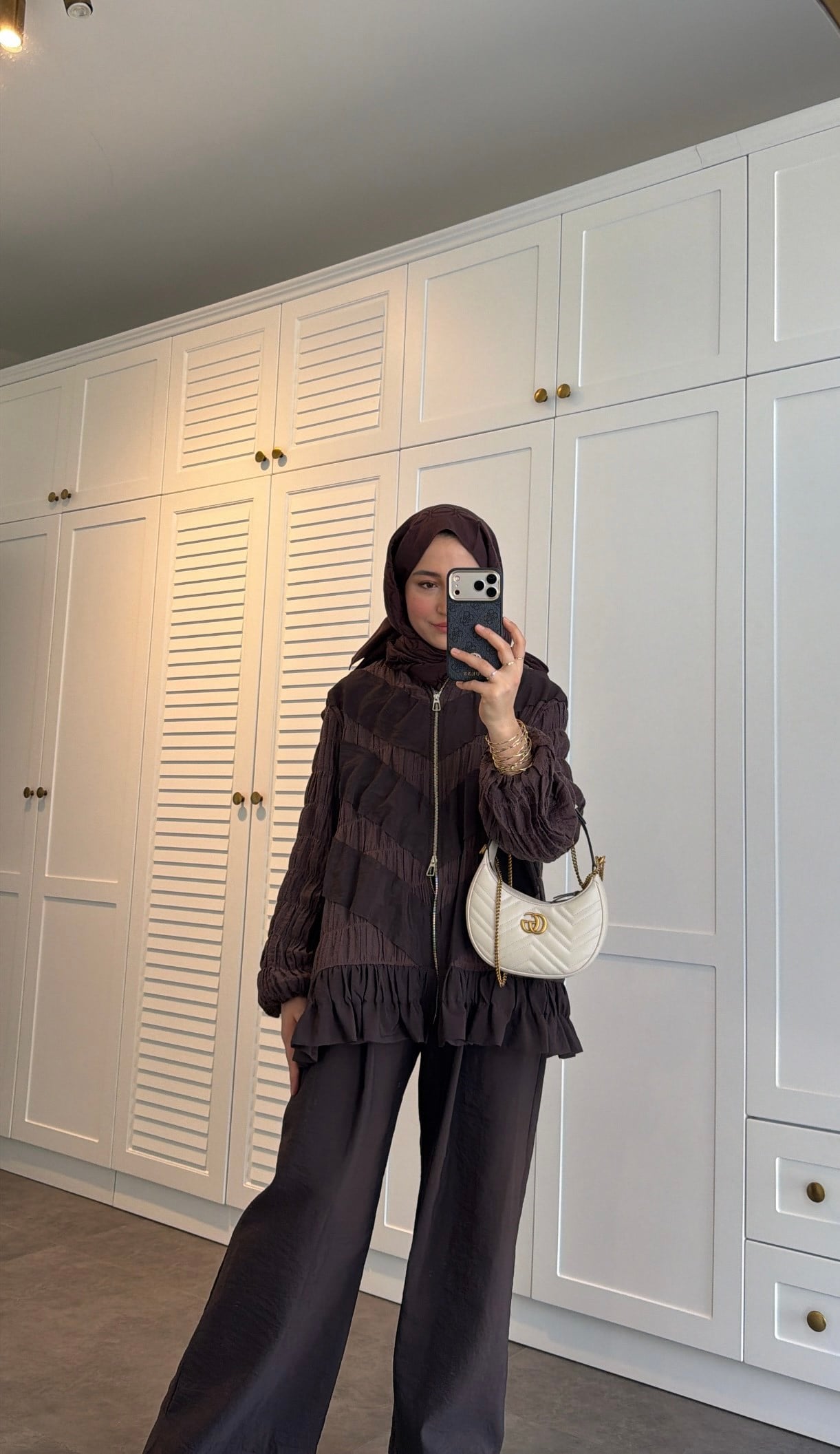 belted zipper crinkle jacket ,waistband wide leg trouser co-ord set