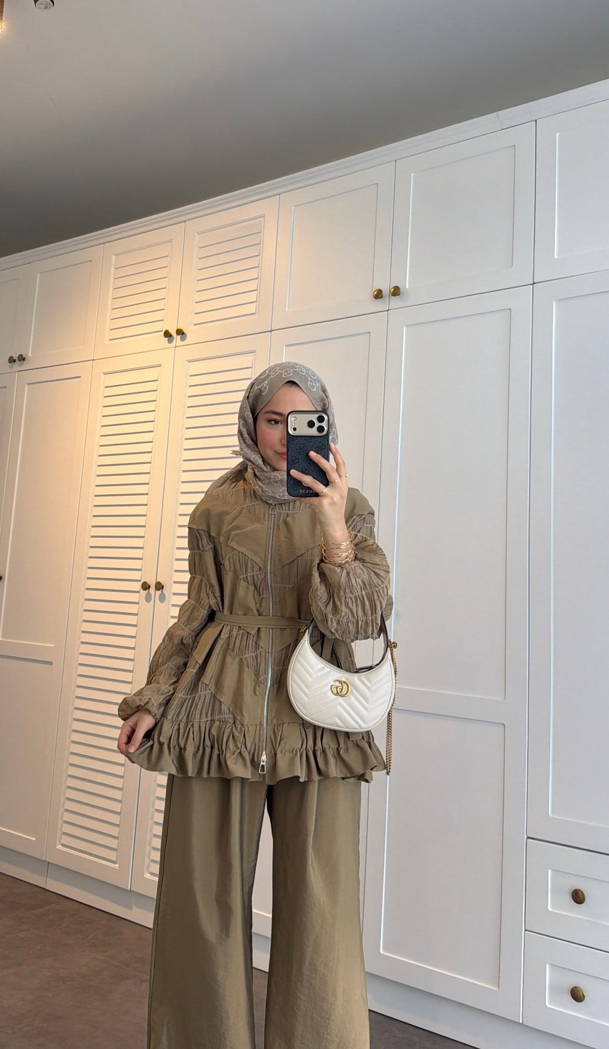 belted zipper crinkle jacket ,waistband wide leg trouser co-ord set