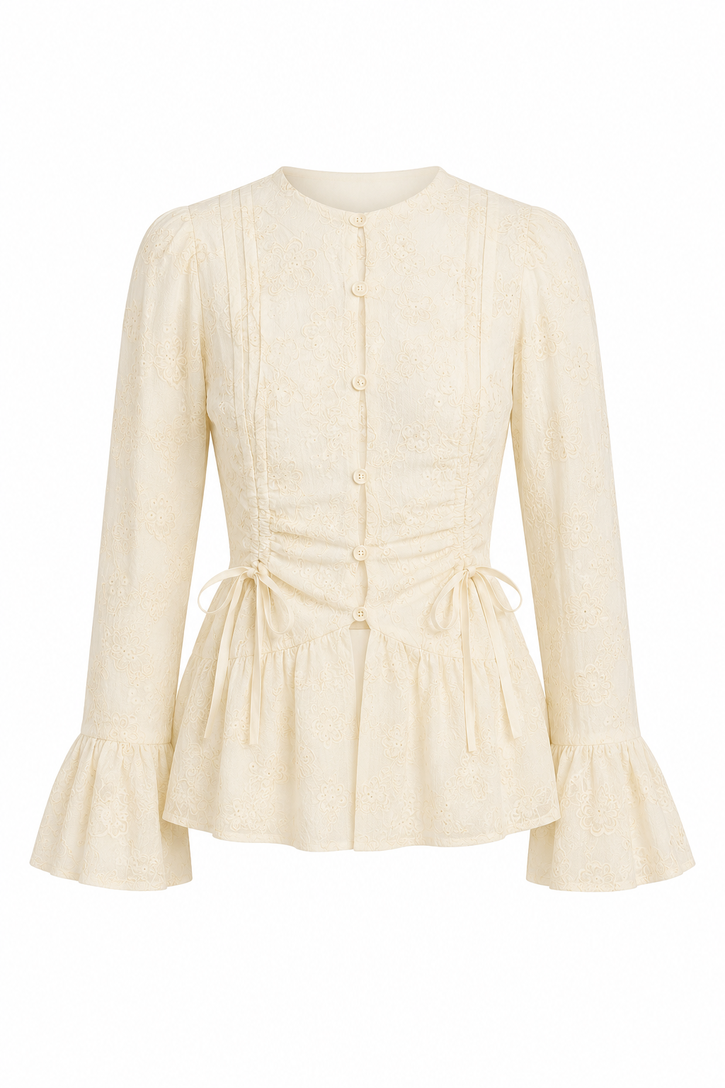 Dolce lace ruffled Shirt Beige