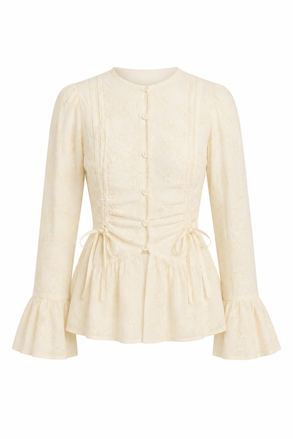 Dolce lace ruffled Shirt Beige