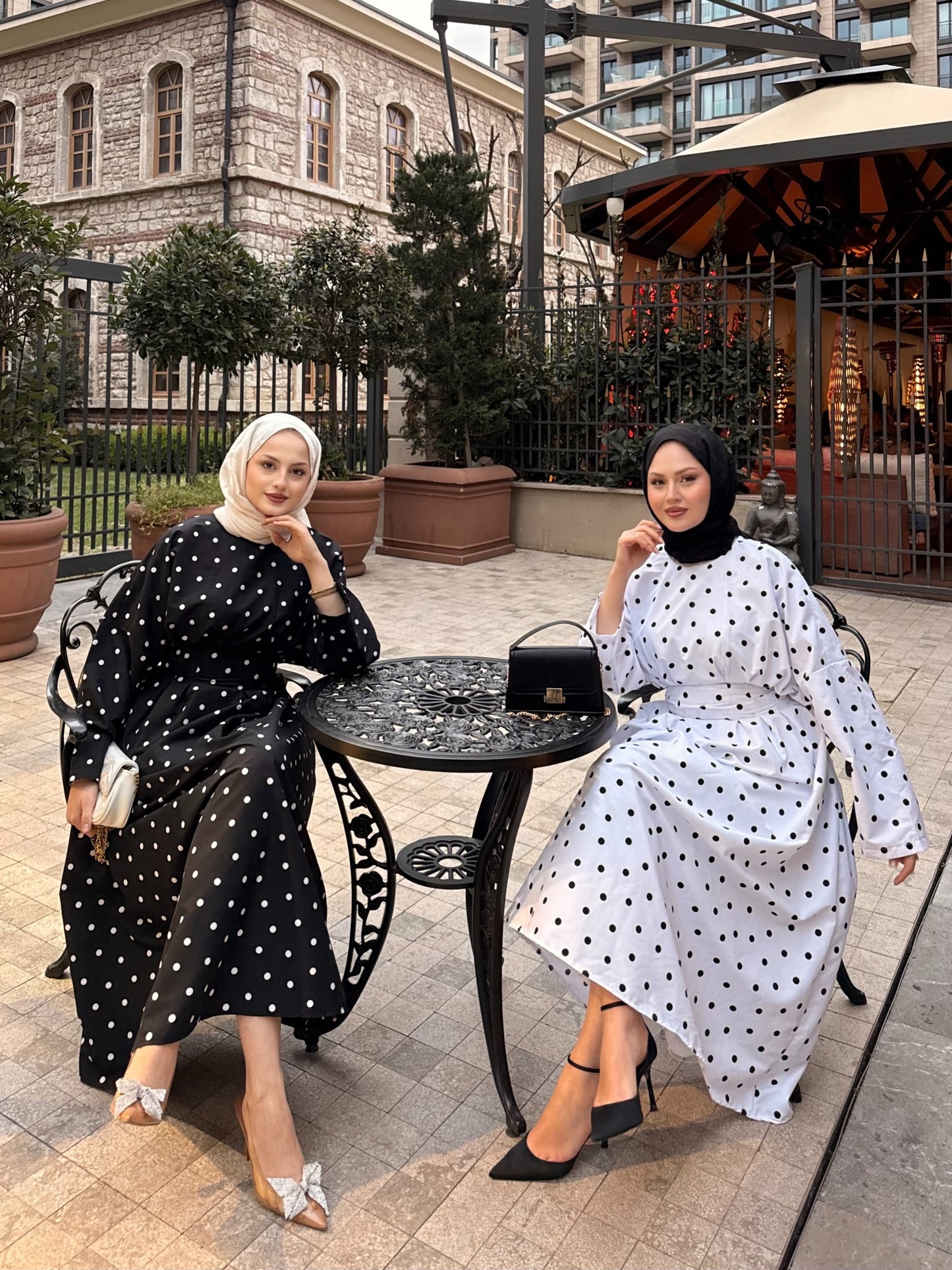 Pol-Esila Polka Dot Dress - Black