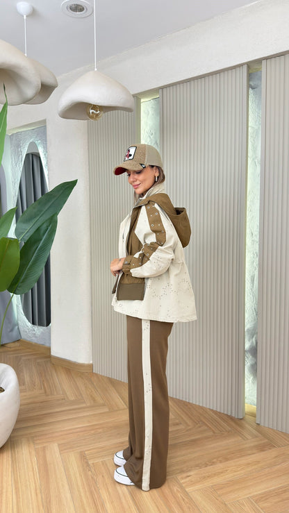 Embroidered Detail Design Set - camel