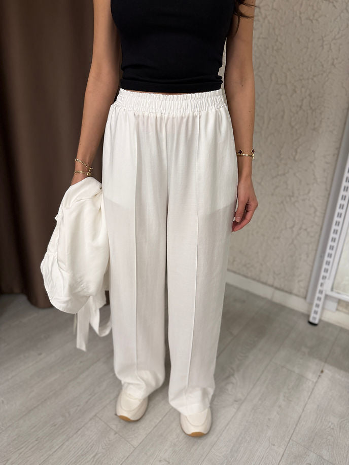 WRAP-NECK TWO-PIECE SET WITH WAIST TIE