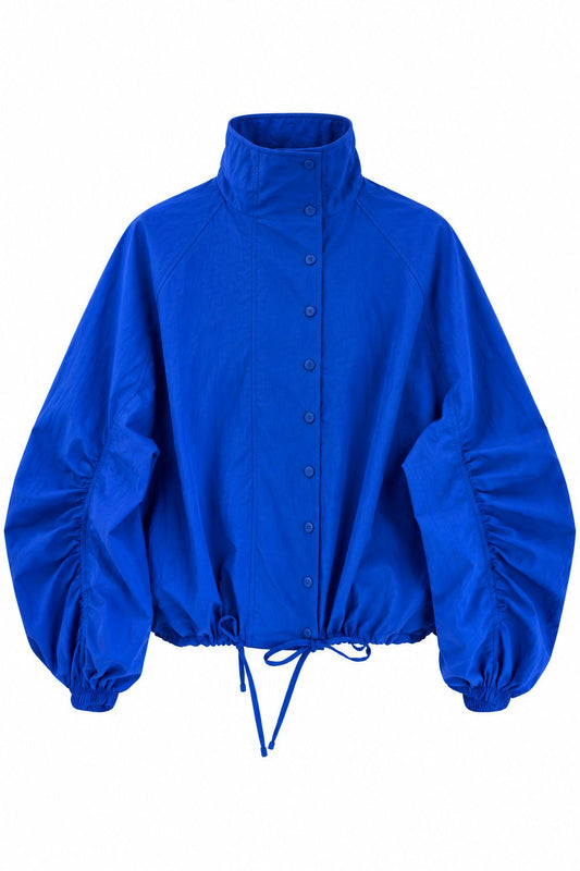 Lightweights Jacket with Gathered Sleeves and Stand-Up Collar -