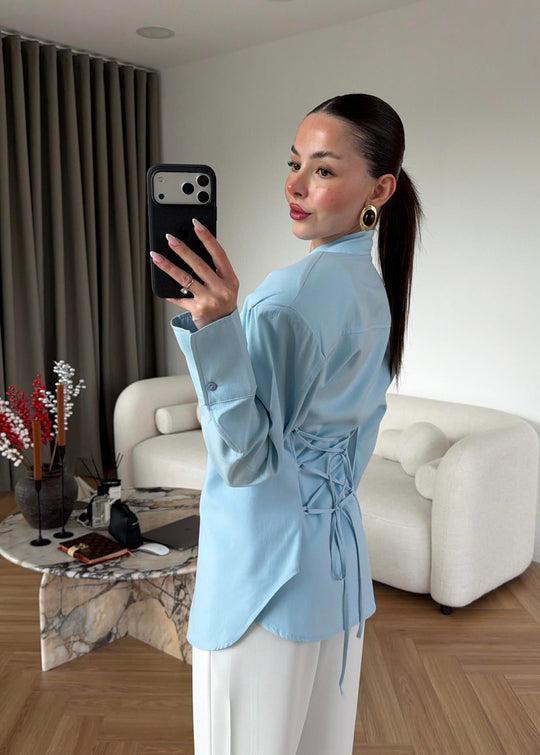 Cross-Tie Padded Shirt BLUE