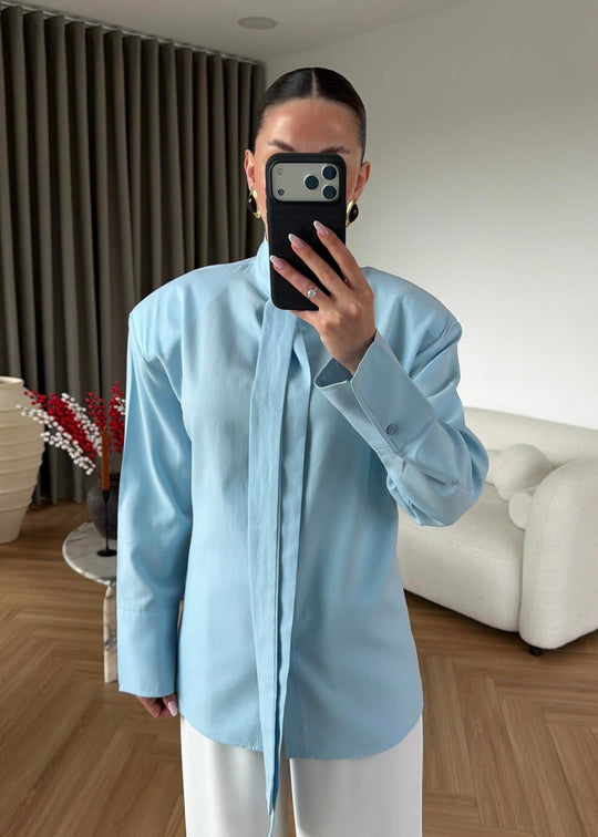 Cross-Tie Padded Shirt BLUE