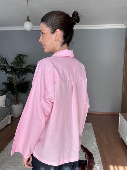 Wide sleeve oversized shirt