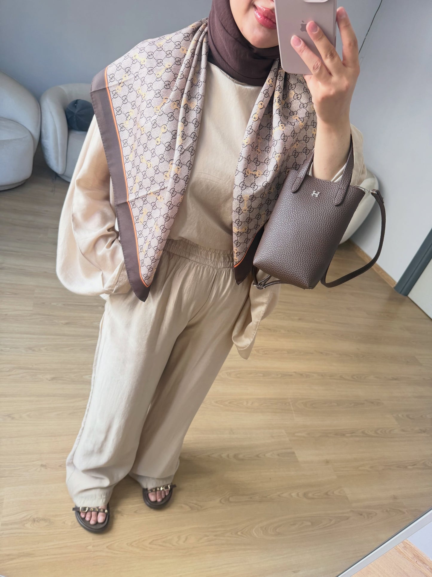Oversized Batwing Top with Wide-Leg Pants chiffon Set