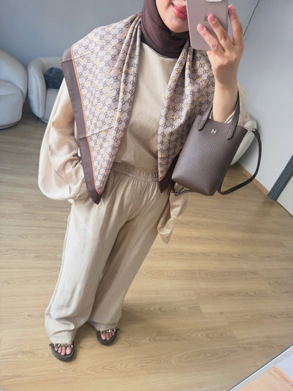 Oversized Batwing Top with Wide-Leg Pants chiffon Set