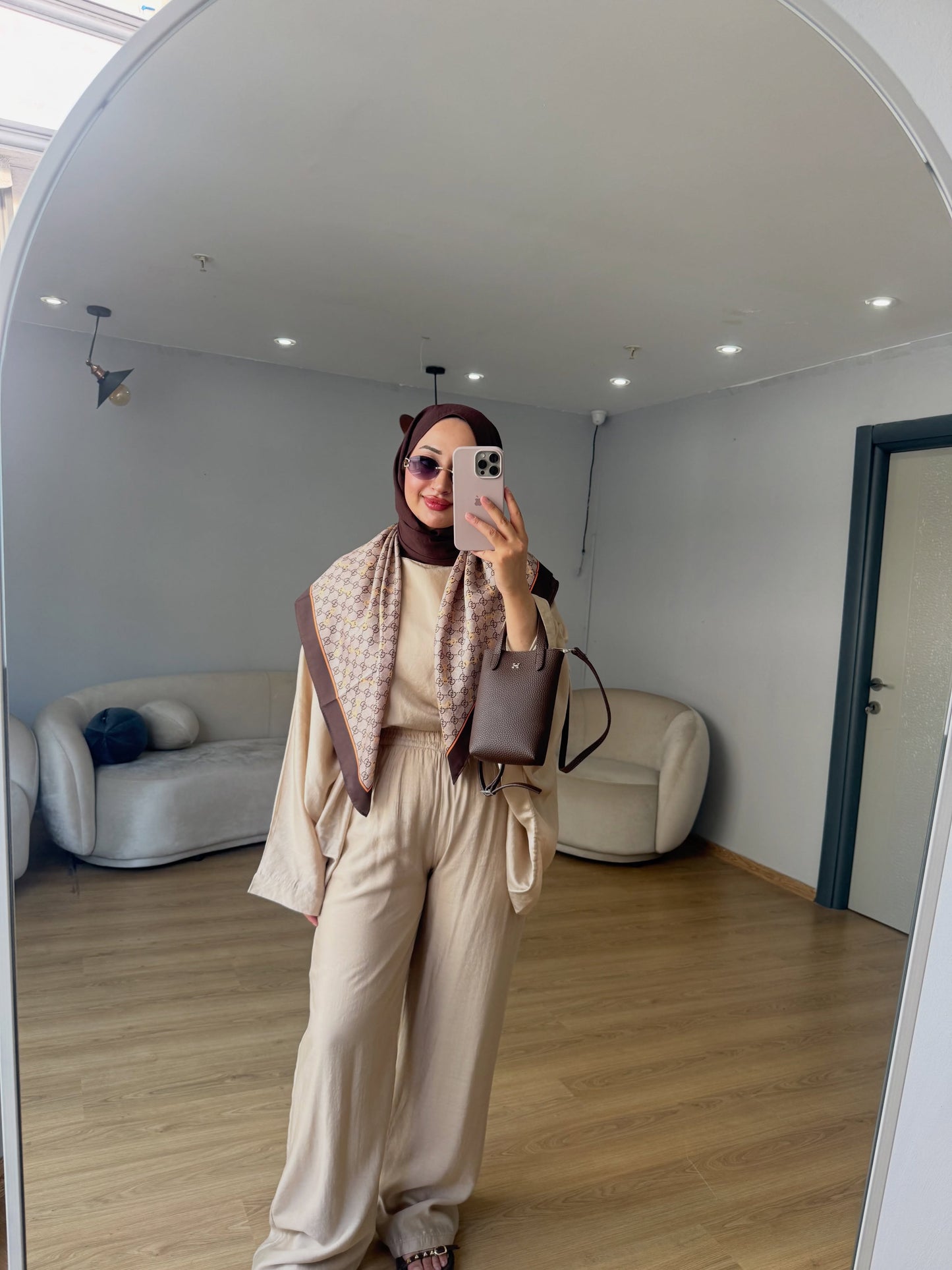 Oversized Batwing Top with Wide-Leg Pants chiffon Set