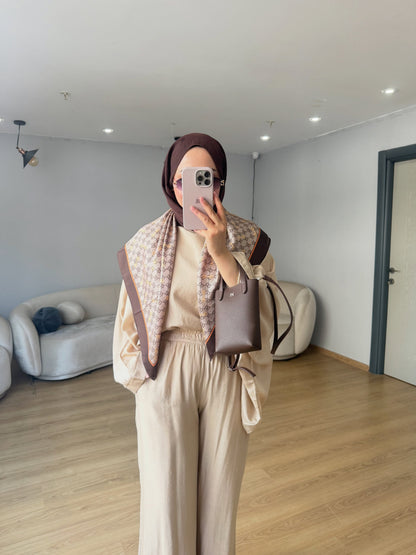 Oversized Batwing Top with Wide-Leg Pants chiffon Set