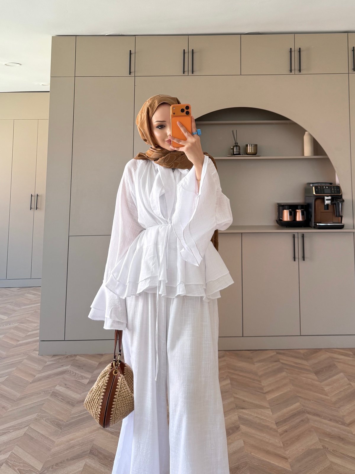 Choco Layered Linen Set - white