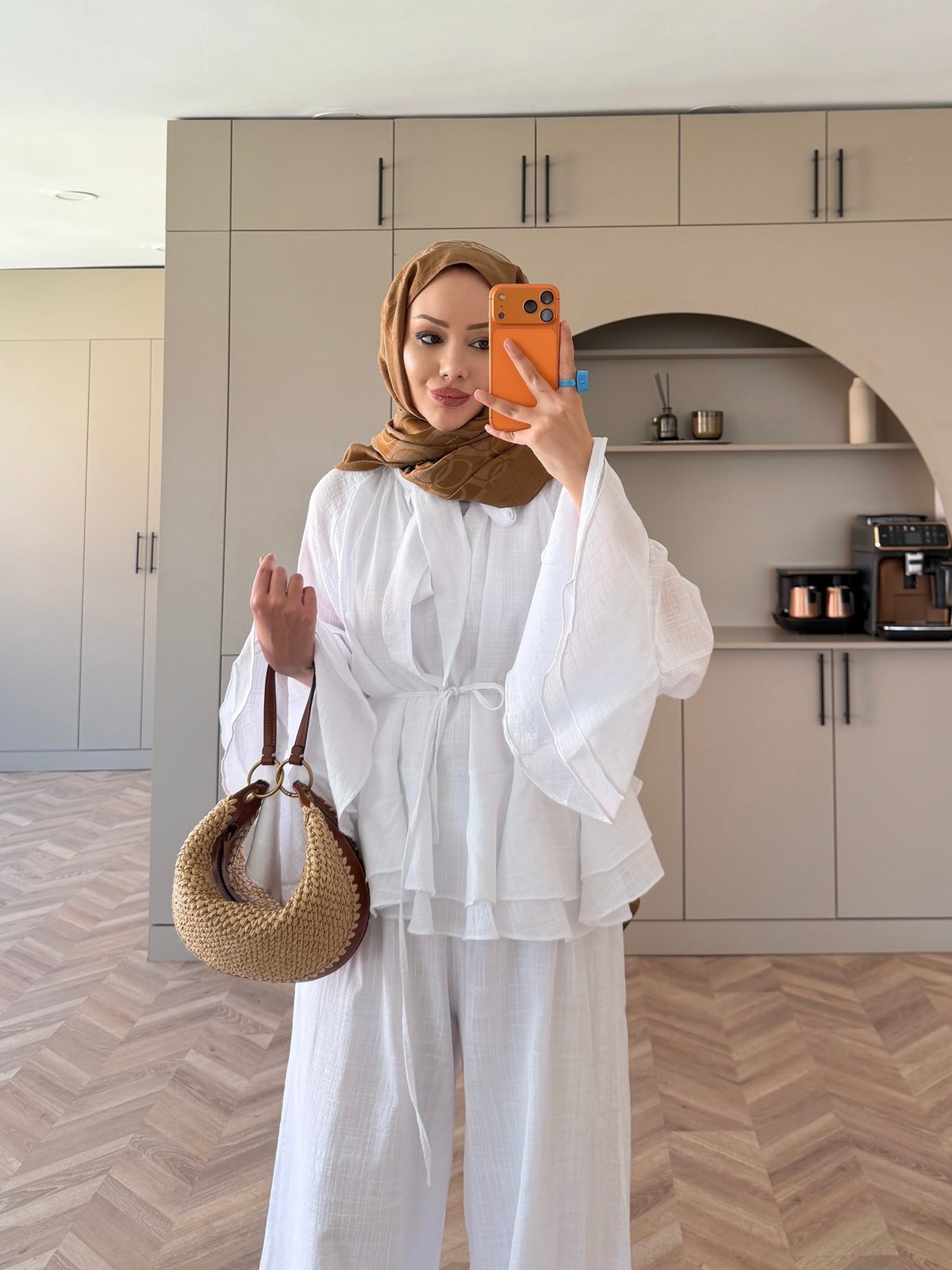 Choco Layered Linen Set - white