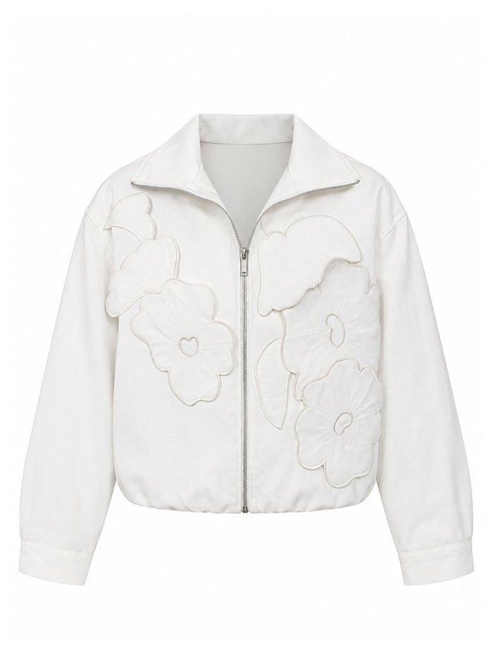 Floral Embossed Bomber Jacket