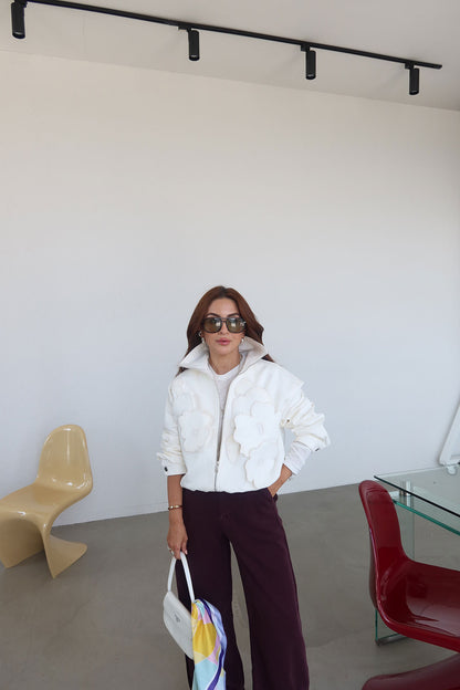 Floral Embossed Bomber Jacket