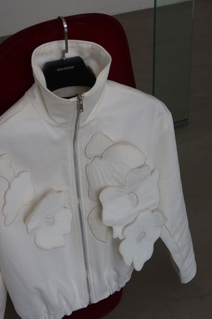 Floral Embossed Bomber Jacket