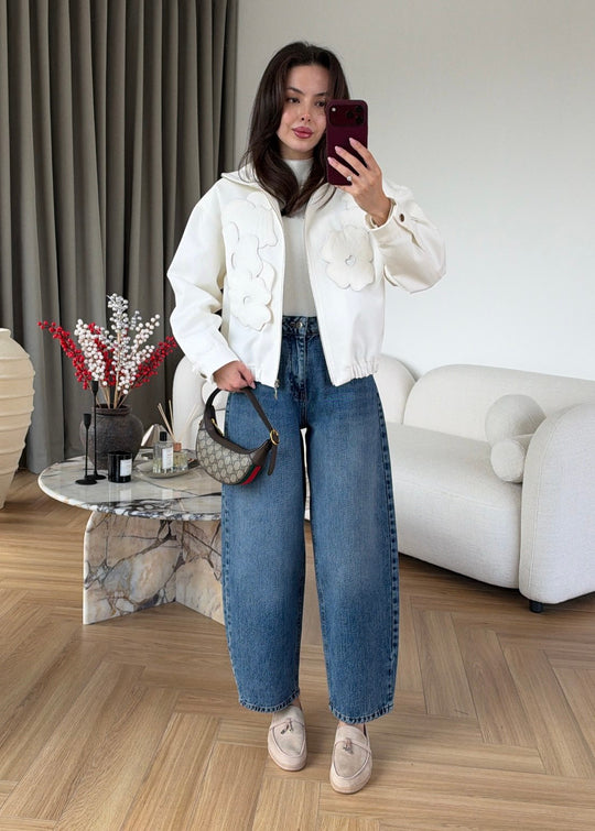 Floral Embossed Bomber Jacket