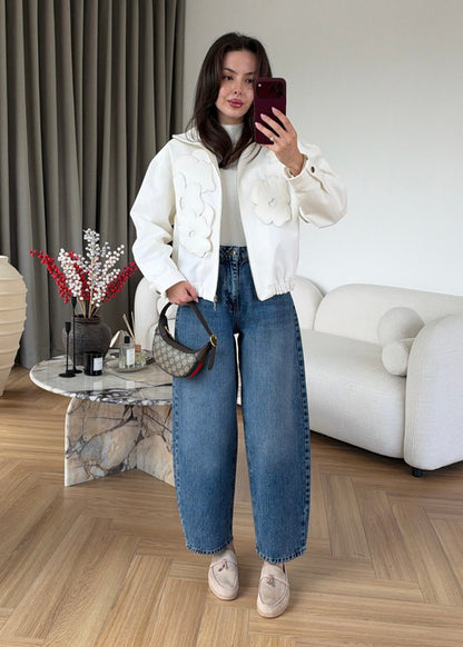 Floral Embossed Bomber Jacket