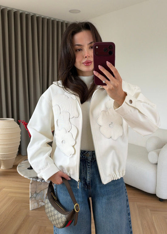 Floral Embossed Bomber Jacket