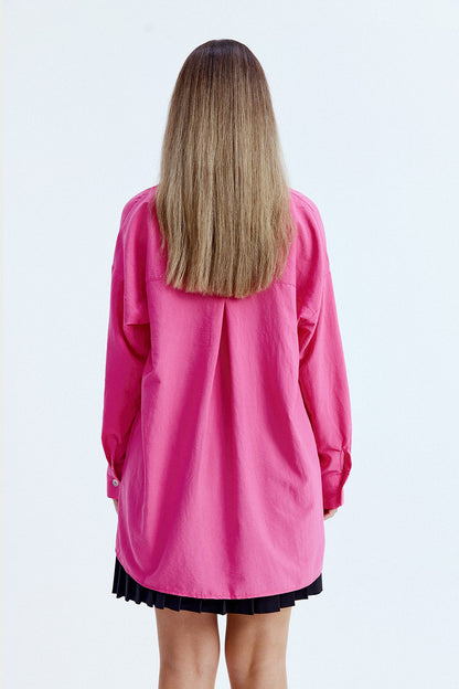 Silky fabric double pocket shirt
