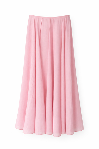 Striped textured fabric Pink Long Skirt