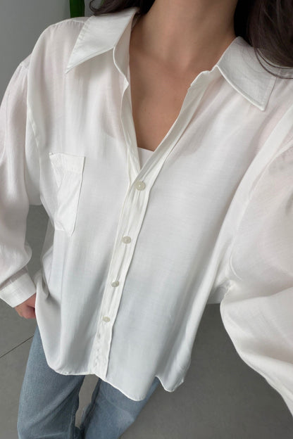 Modal fabric oversized shirt-white