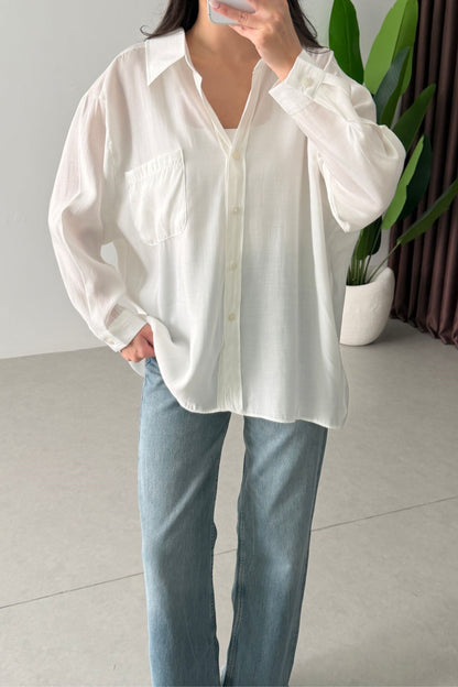 Modal fabric oversized shirt-white