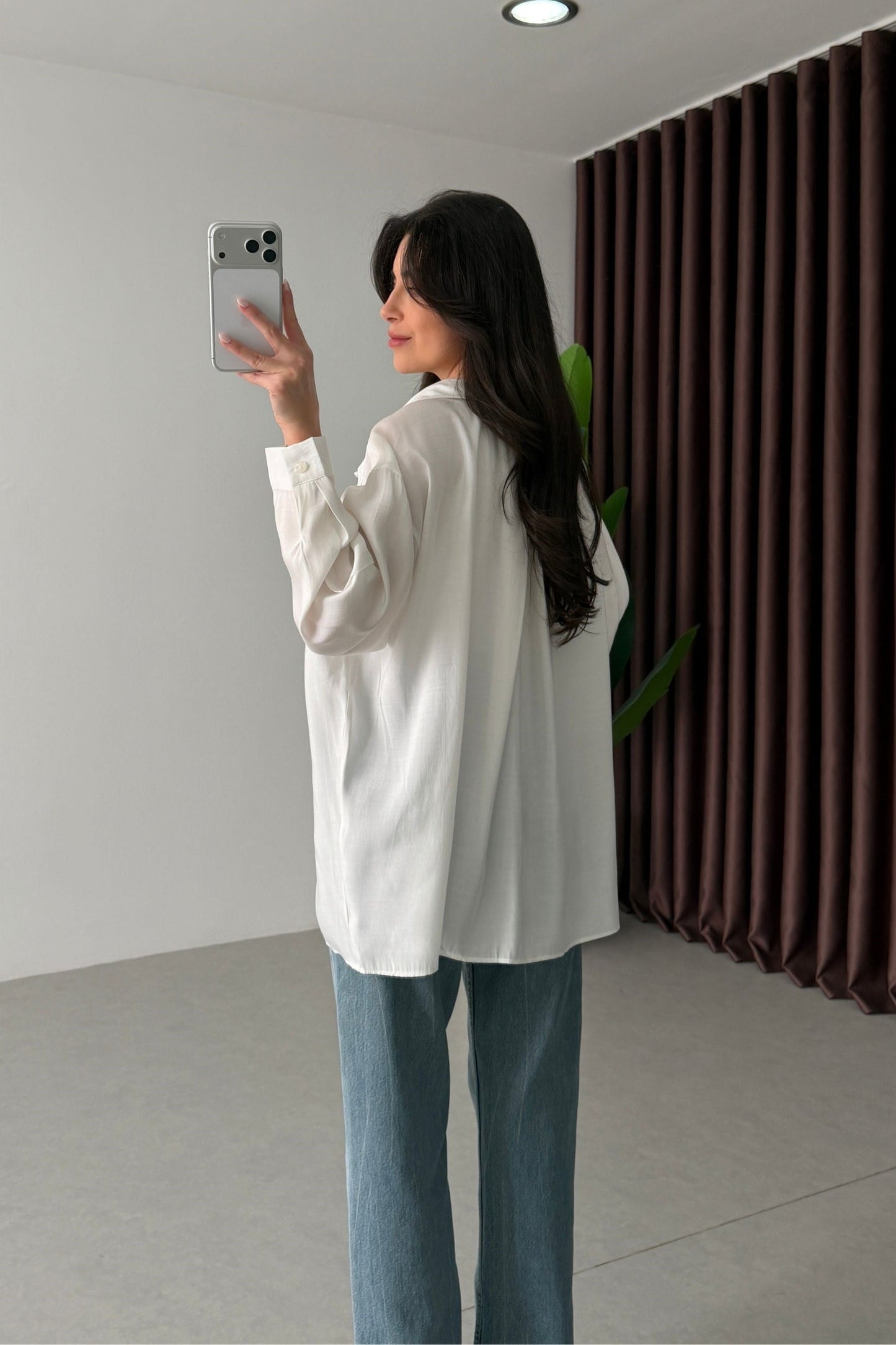 Modal fabric oversized shirt-white