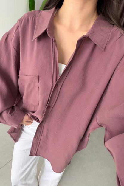 Modal fabric oversized shirt-Dusty Rose